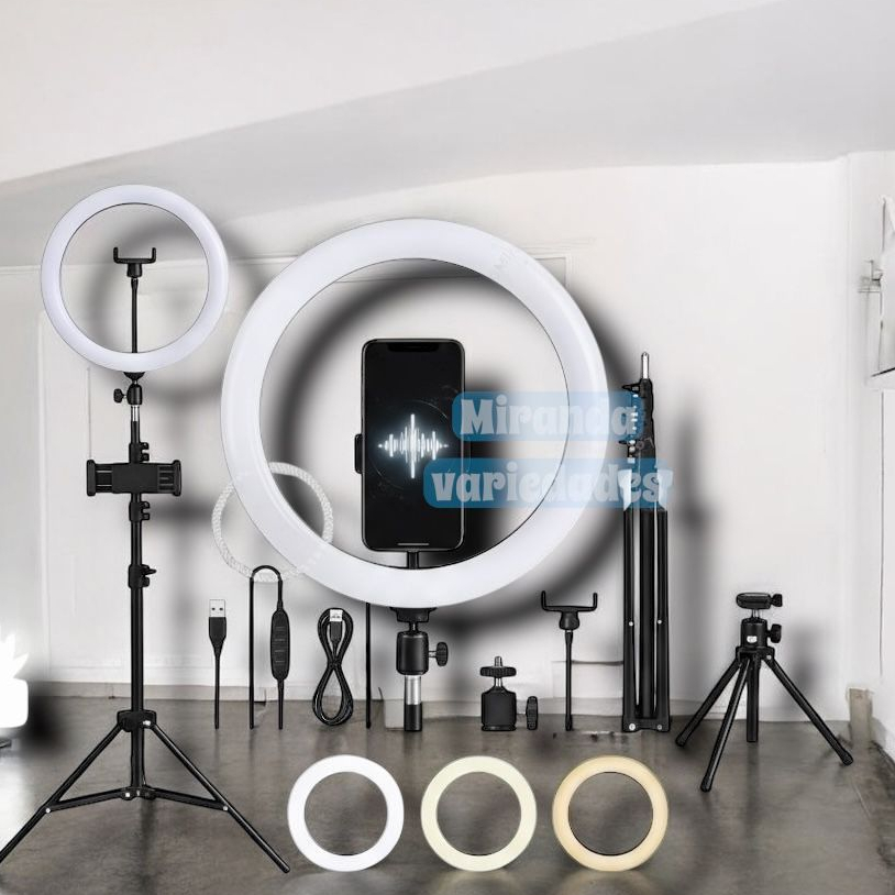 Ring Light Iluminador Anel Luz Polegadas 10  com Tripé Ajustável Praticidade iluminador Ring Premium