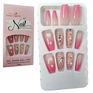 Unha Postiça Sabrina Sato + adesivos dupla face unhas francesinha amendoada unhas prontas francesinha com pedrarias em Oferta na Shopee