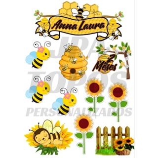 TOPPER ( Topo de bolo personalizado para festa ABELHINHA) em Oferta na Shopee