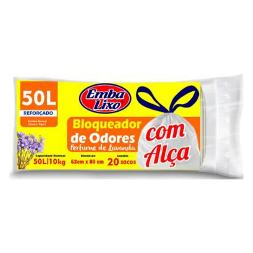 Saco De Lixo 50l Com Alça E Bloqueador De Odores Embalixo em Oferta na Shopee