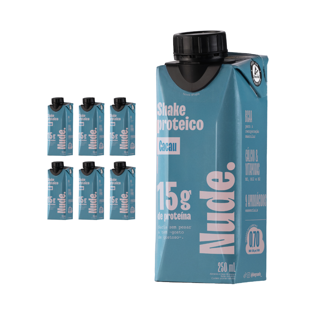 Nude Shake Proteico de Aveia Cacau 250ml - Pack 6x em Oferta na Shopee