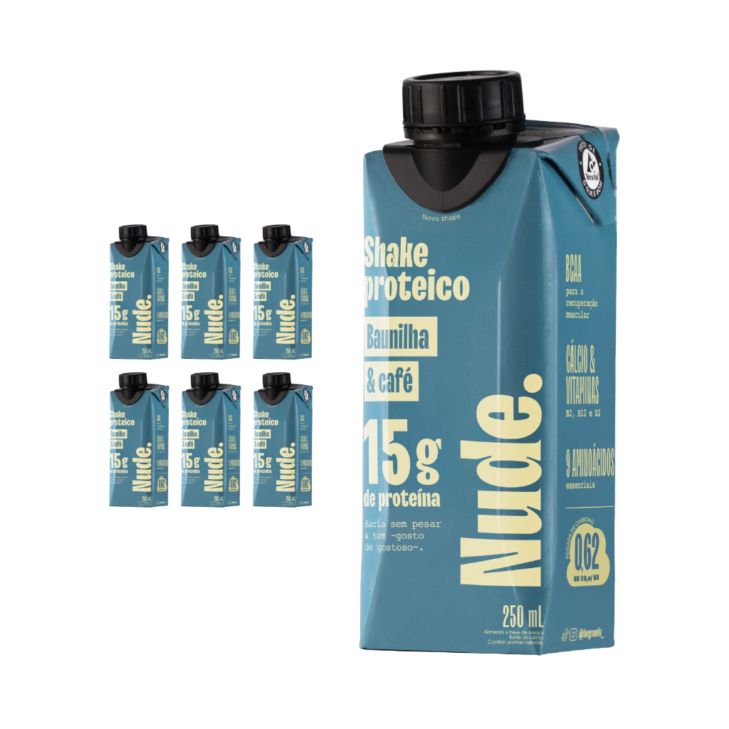 Nude Shake Proteico de Aveia Baunilha e Café 250ml - Pack 6x em Oferta na Shopee