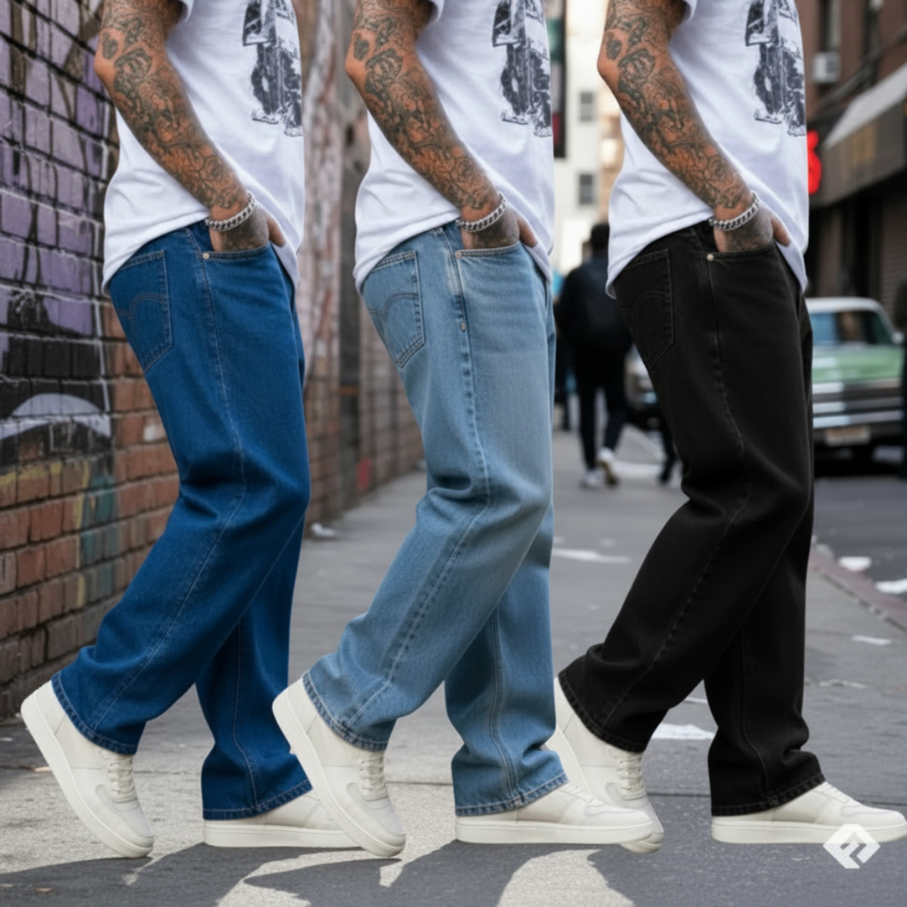 Kit 3 Calça Baggy Jeans Balão Masculina | Streetwear Mandrake | Caimento Perfeito e Autêntico