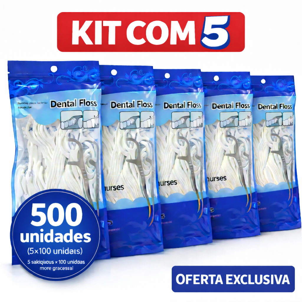 Palito de Fio Dental Descartável Limpeza Bucal Profunda Remove Placa Bacteriana Fio Dental com Haste100 /200/300/400/500