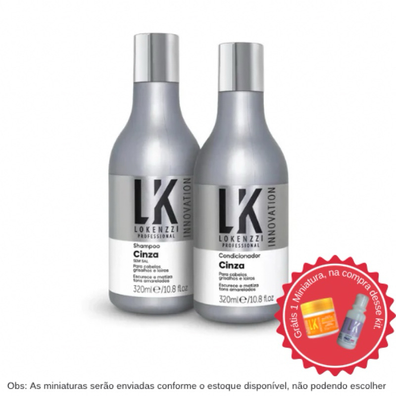 Kit Lokenzzi Cinza Shampoo e Condicionador Matizador Cabelos Grisalhos Brancos 320ml em Oferta na Shopee