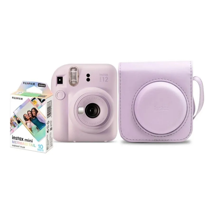 Câmera instantânea Fujifilm Instax Kit Instax Mini 12 + 10 films + bolsa lilás