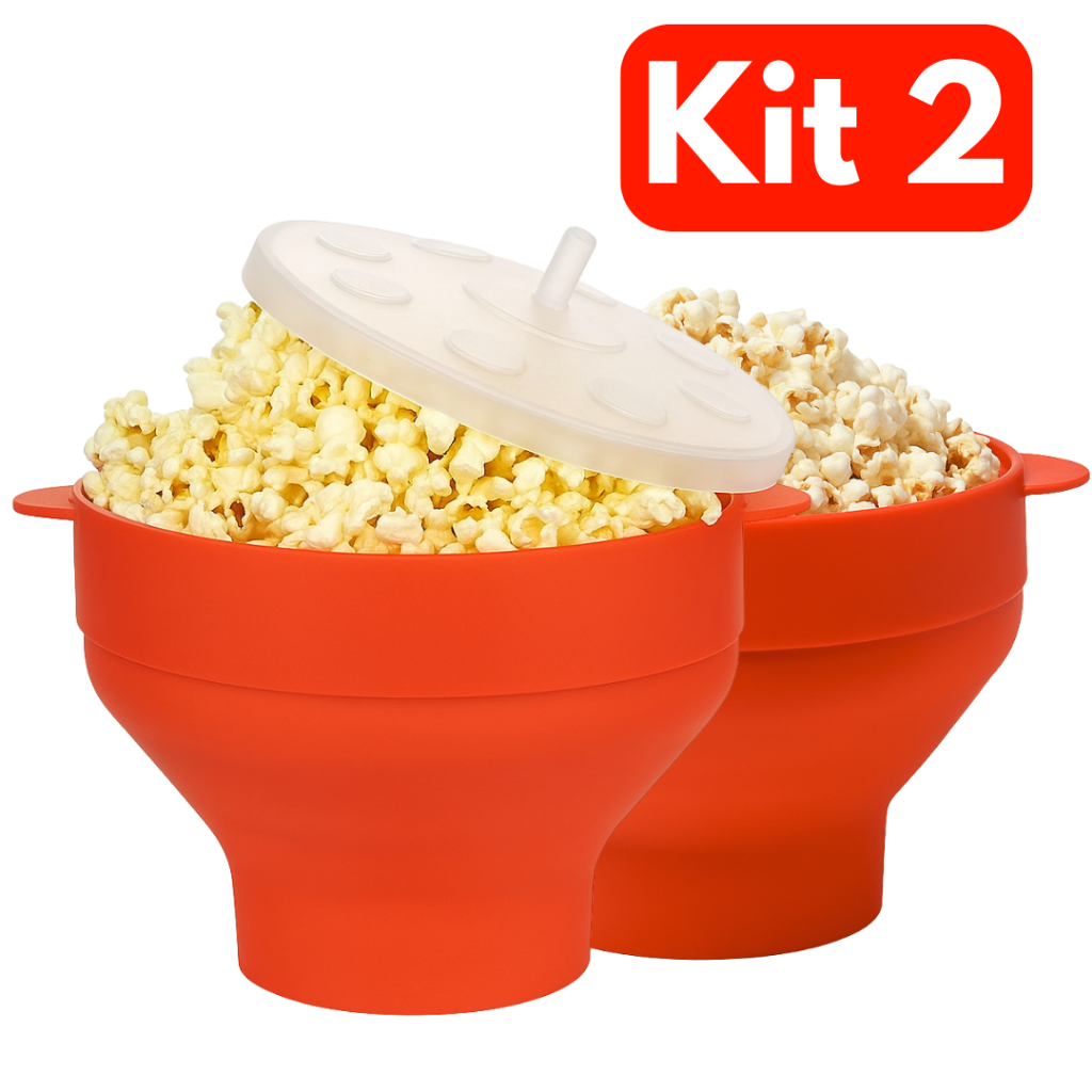 Kit Até 2 Pipoqueiras de Silicone Para Micro-ondas Com Tampa Retrátil Sem Óleo em Oferta na Shopee
