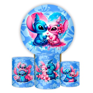 Kit Painel Festa Tema Stitch Sublimado Aniversário Capas Cilindros - Sistema Veste Fácil Decoração Infantil em Oferta na Shopee