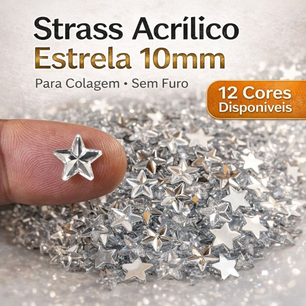 Strass Acrílico Estrela 10mm para Colagem Artesanato Customização Decoração em Oferta na Shopee