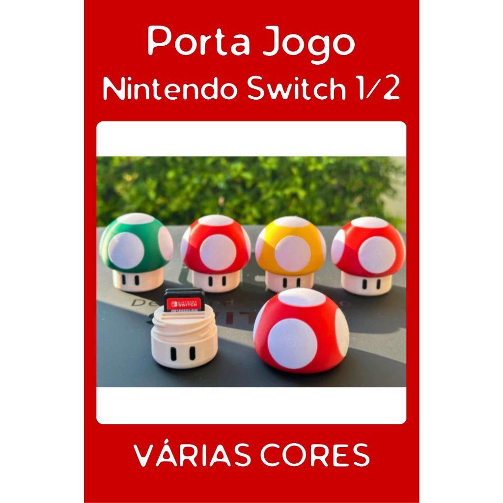 [O MAIS BARATO+ENVIO RÁPIDO!] Porta Cartão de Jogo / Jogos - SD - Nintendo Switch 1/2 - Cogumelo do Mário - 3D