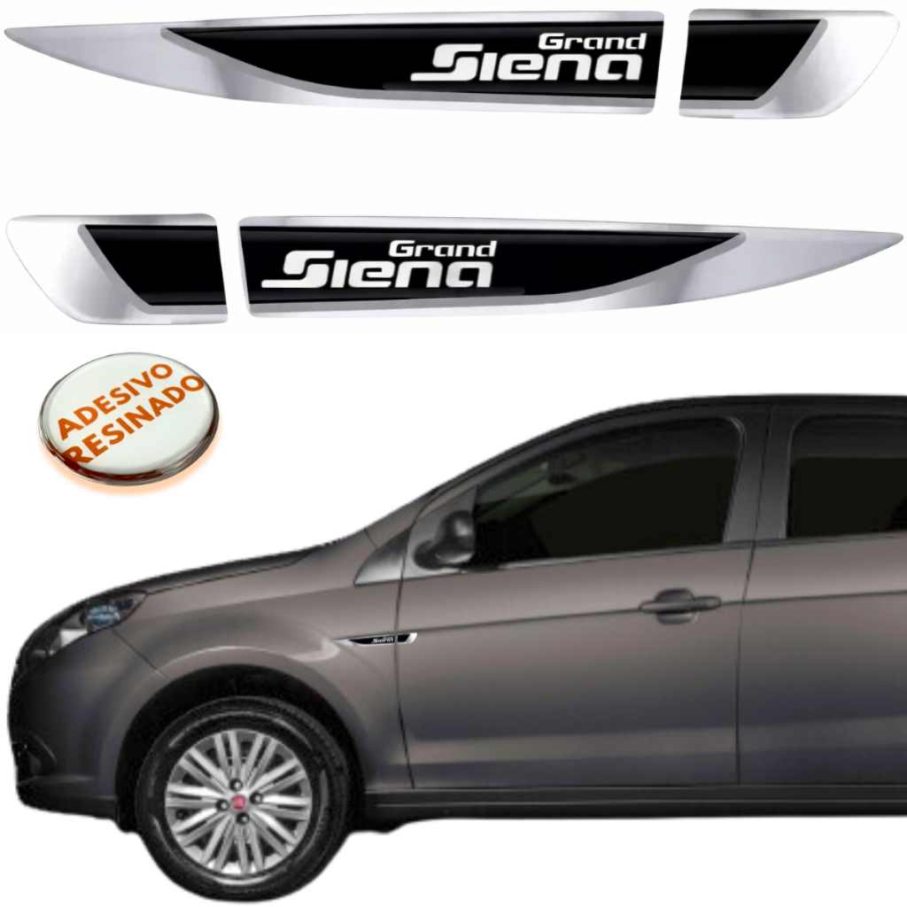 Par Aplique Lateral Adesivo Emblema Resinado Fiat Grand Siena 2013 2014 15 16