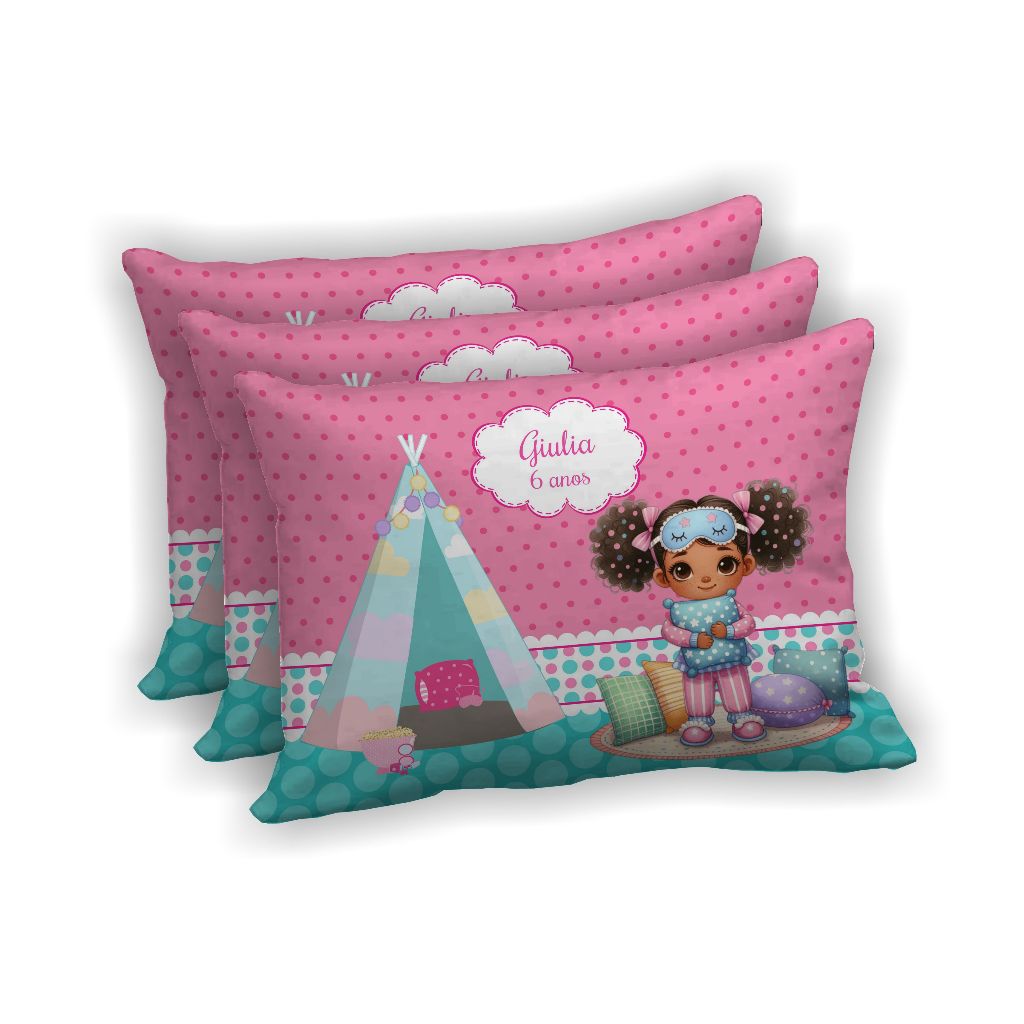 3 Lembrancinha Noite do Pijama Mini Almofada 28x18cm Aniversário/Pronta Entrega Personalizado