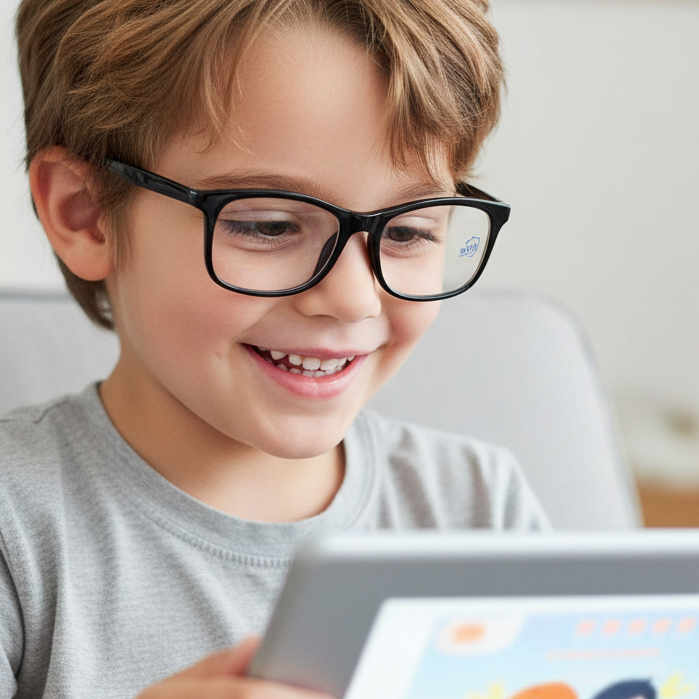 Óculos infantil óculos para criança com Bloqueio de Luz Azul para Crianças dos 6 aos 10 Anos, Formato Quadrado.