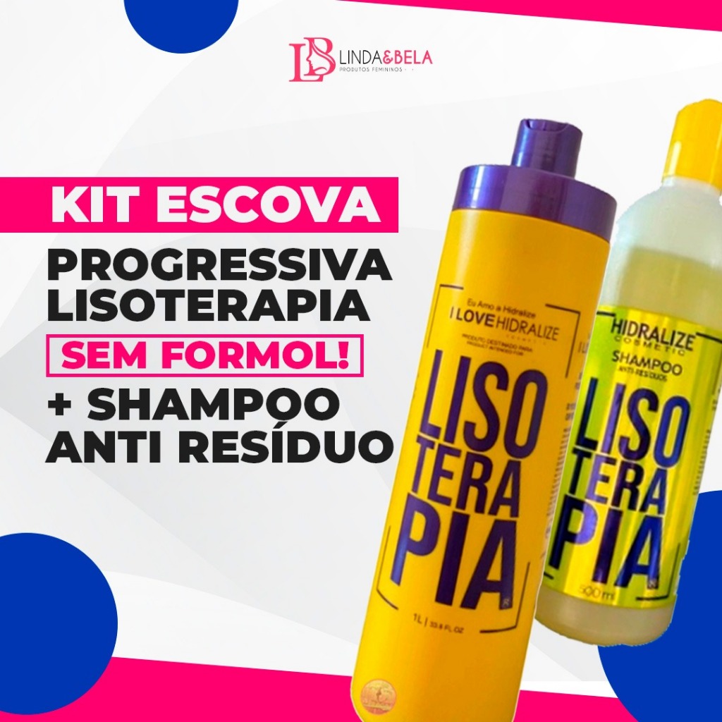 Kit  Escova Progressiva Lisoterapia Sem Formol 1 lt + Shampoo Anti-resíduo 500ml HIdralise