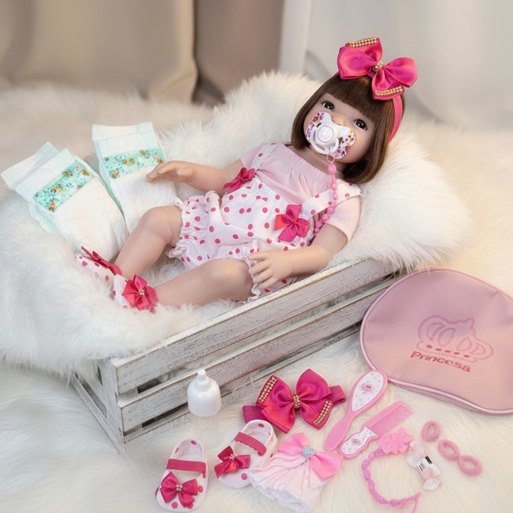 Boneca Bebê Mamãe Reborn Realista Bolsa + 28 Itens para Presente em Oferta na Shopee