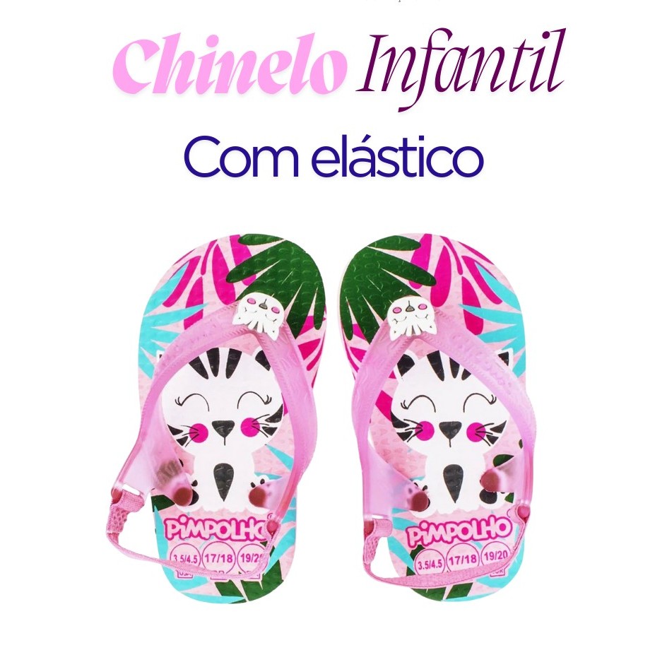 Chinelo com Elástico Infantil Pimpolho Rosa Tigresa,para os primeiros passos da pequena ,confortável