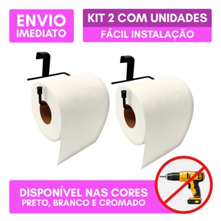 Kit 2 Suporte Porta Papel Higiênico Sem Furo Simples Encaixe Caixa Acoplada Luxo Resistente em Oferta na Shopee