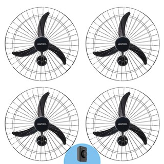 Kit 4 Ventiladores De Parede 60cm Diâmetro Marca Ventisol 3 Pás Preto Potente Igreja Academia Lojas