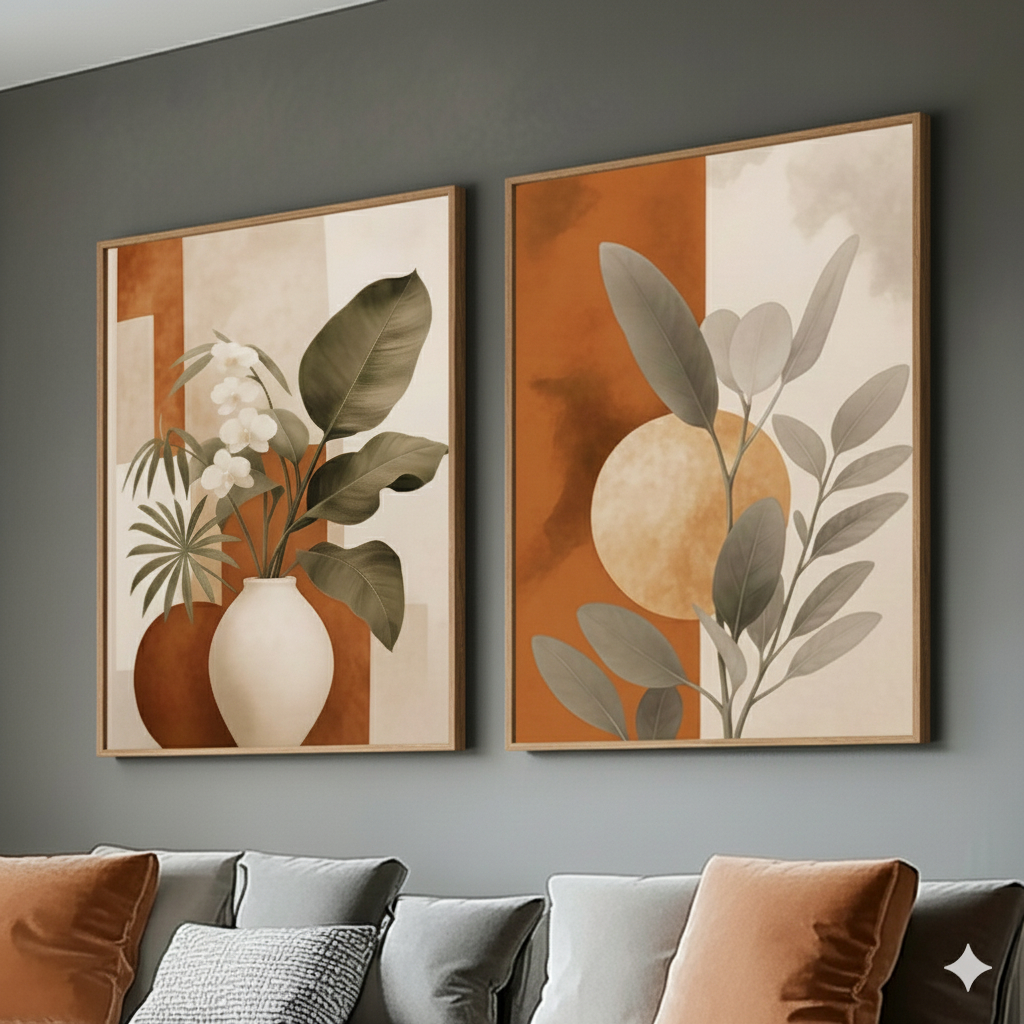 Kit Quadros Decorativos 50x70 Com Moldura Folhagem Grande Sala — imagem 2 de 2