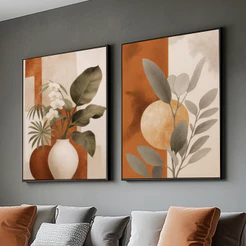 Kit Quadros Decorativos 50x70 Com Moldura Folhagem Grande Sala