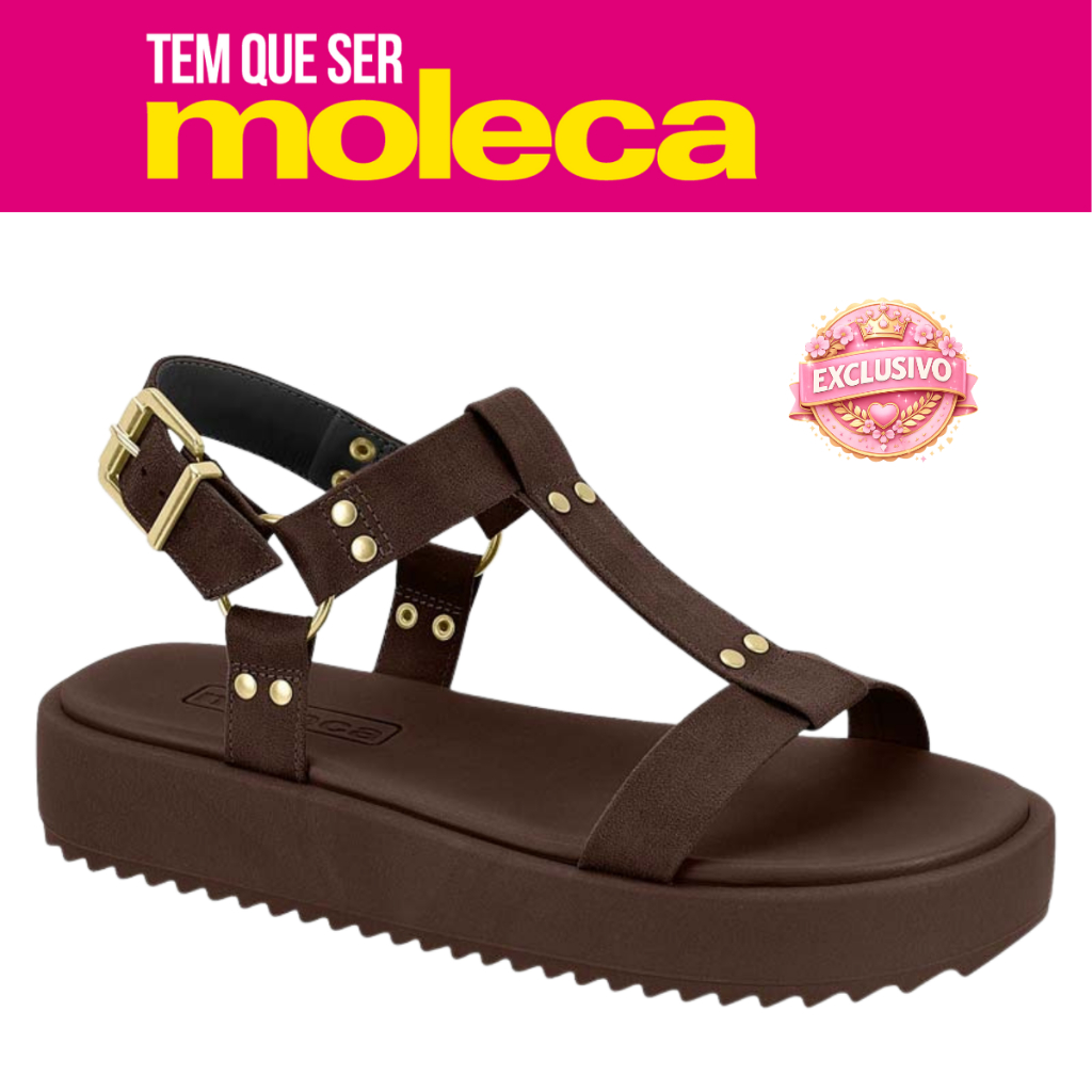 Sandalia Flatform Feminina Papete Casual Moleca Com Tiras Fivela Ajustavel Macia Antiderrapante Leve