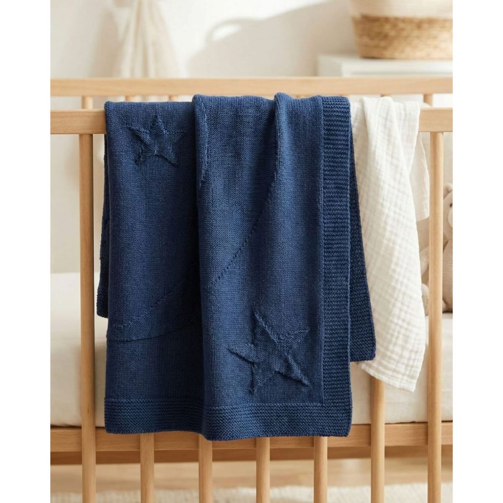 Manta Bebê Tricot Cobertor Saída Maternidade Lua Estrelas Recém Nascido Unissex Infantil Tricô Baby em Oferta na Shopee