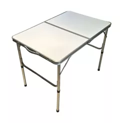 Mesa Dobrável Vira Maleta Alumínio Com Alça Camping Pesca Jardim Branco LuvinCo
