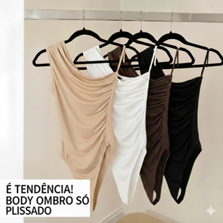Body Suplex Feminina Plissado Um Ombro só mula manca pregreada Elegante Tendência Promoção Verão em Oferta na Shopee