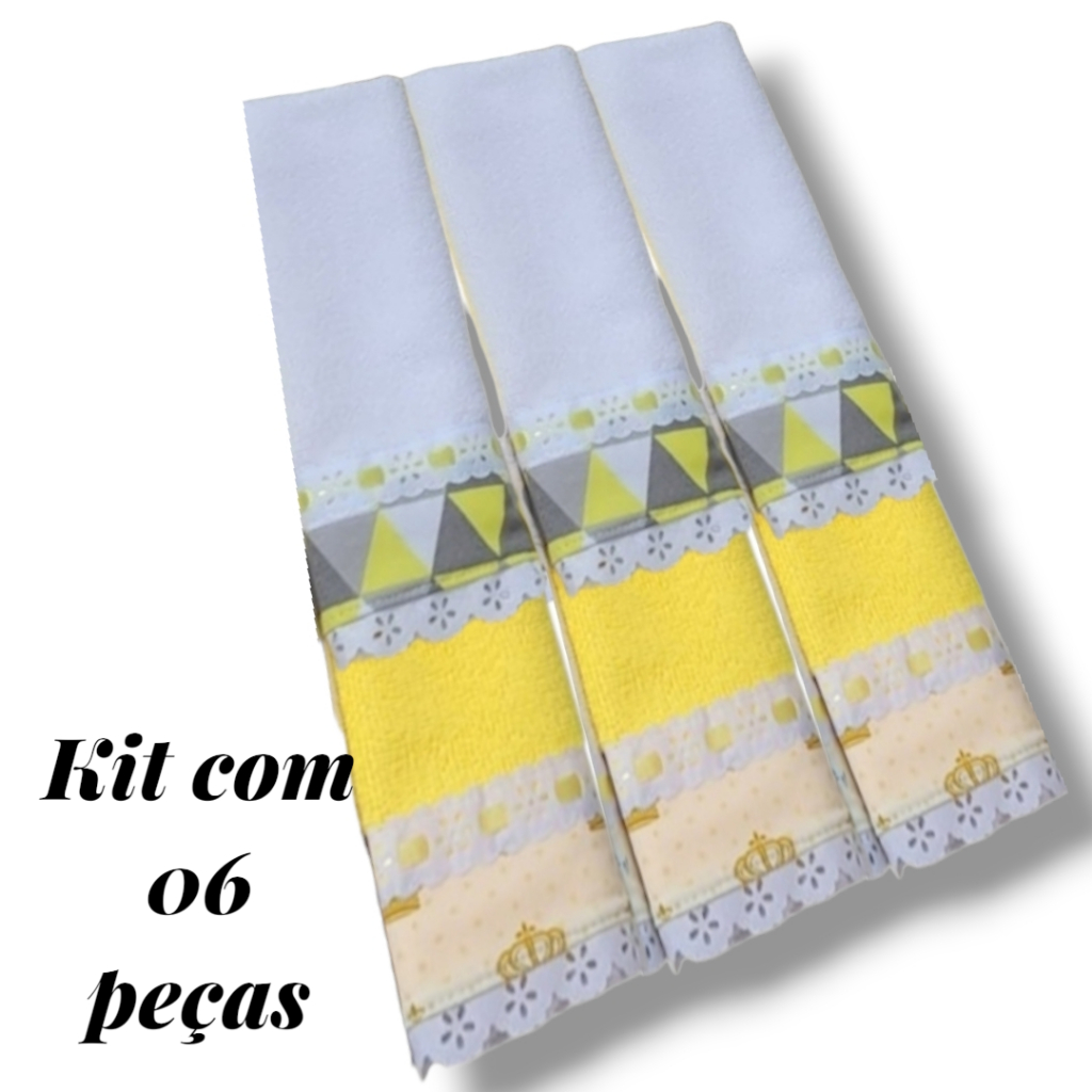 Toalha De Mão Utilitária 20cmx40cm Algodão e Poliéster Com Passa fita e Lasy Utilitária Kit 06 Unidades Estampas Mistas em Oferta na Shopee