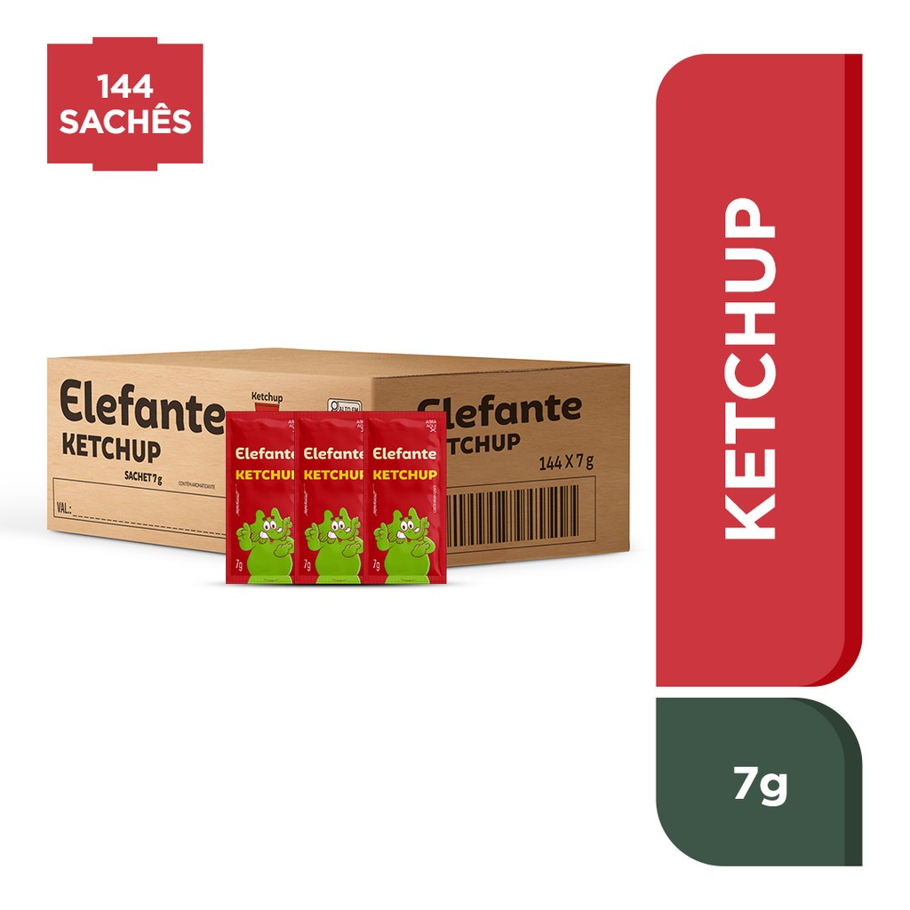 Ketchup Elefante Sachê 144x7g Ideal Lanches e Porções em Oferta na Shopee