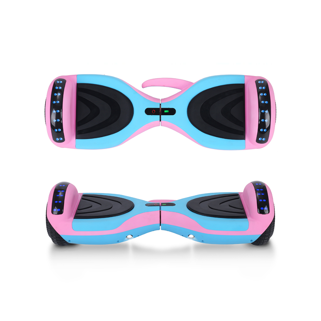 Hoverboard Skate Eletrico Azul e Rosa 6.5" 12km/h com Bluetooth e Caixa de Som Crianças Presente