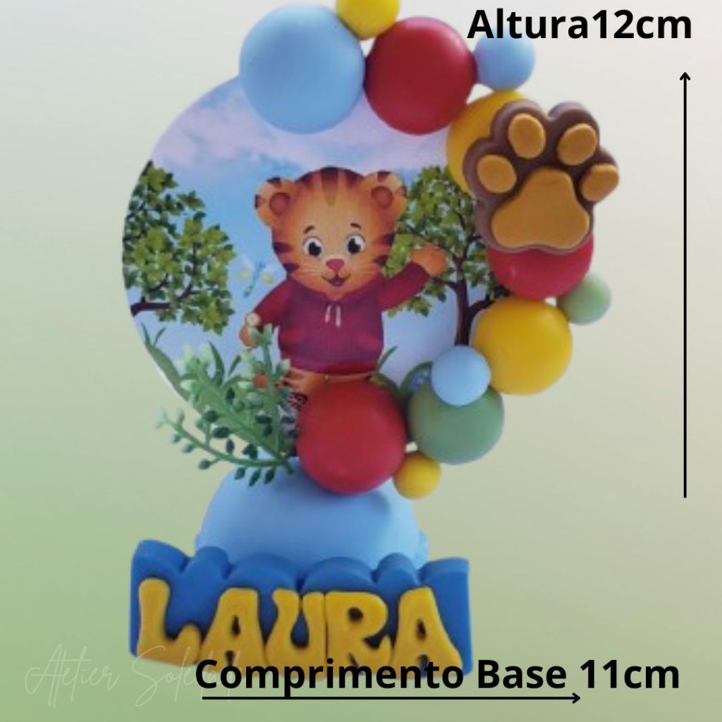 Vela Cenário Daniel Tigre em Biscuit –  Cenário Personalizado para Festa Infantil