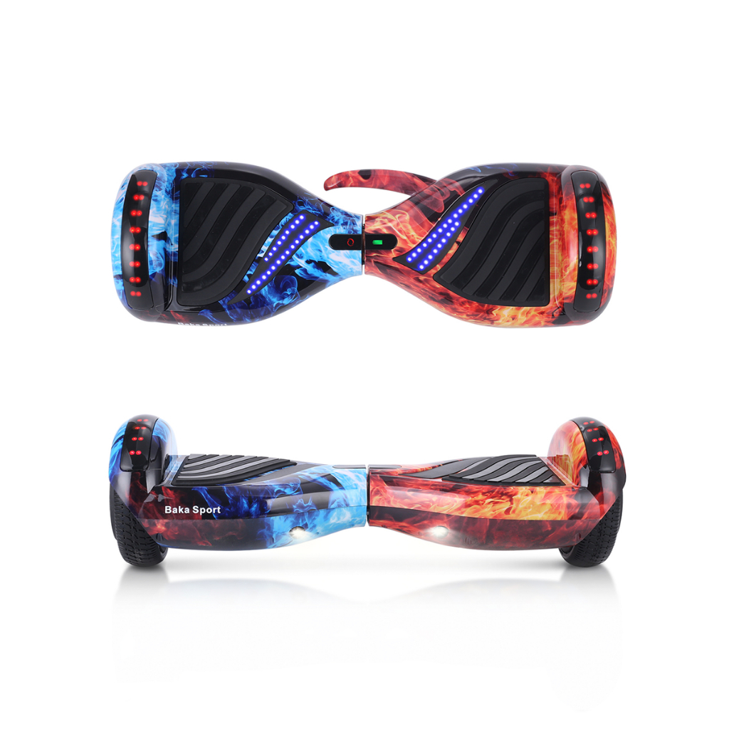 Hoverboard Skate Eletrico Fogo e Gelo 6.5" 12km/h com Bluetooth e Caixa de Som Crianças Presente
