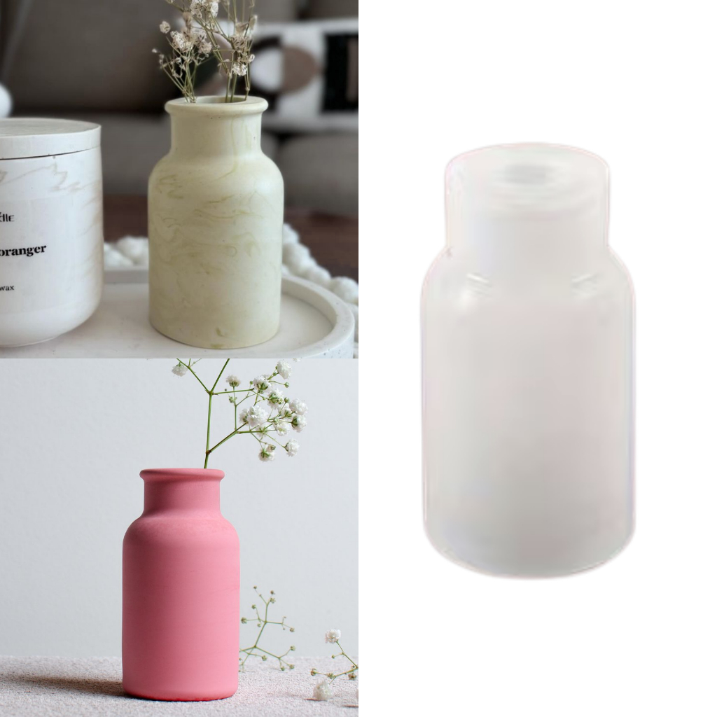 Molde de Silicone Vaso Liso Longo para Cimento Resina Gesso Forma Vaso Longo Decorativo
