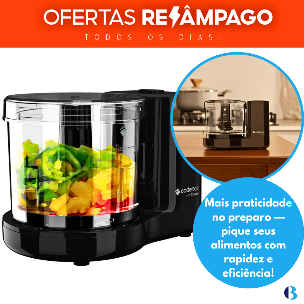 Miniprocessador Cadence Crush MPR530  - Lâminas em Aço Inox, Compacto e Ideal Para Picar Alimentos! em Oferta na Shopee