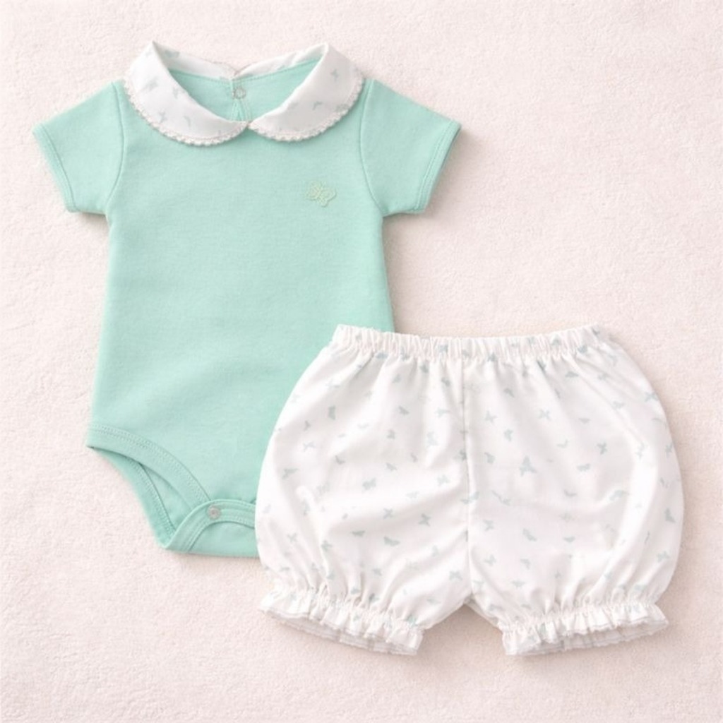 Conjunto Kit Menina Body Suedine Algodão Gola Floral Estamp Variada Shorts Laço Roupa Bebê Infantil