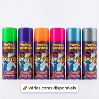 Spray Para Cabelo Tinta Temporária 150ML Colorida Da Alegria Carnaval Cabelo Maluco Lavável em Oferta na Shopee
