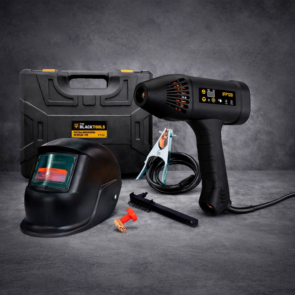 Pistola Inversora de Solda 120a e Máscara de Solda com Escurecimento Automático em Oferta na Shopee