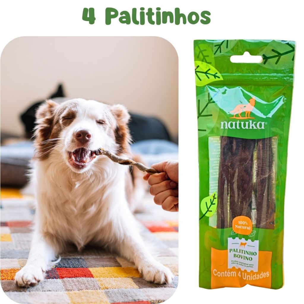 Palito Natural para Cachorro Mordedor Natural Pet - Palitinho Bovino para cães