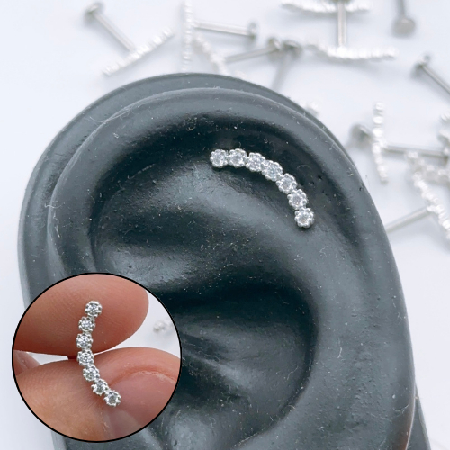 PIERCING FLORES CRAVEJADAS PRATA 925 - HELIX TRAGUS ORELHA