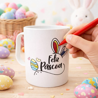 KIT COM ATÉ 50 CANECAS 400ML PLÁSICO PÁSCOA PARA PINTAR/COLORIR, PRESENTE, CHOCOLATE, LEMBRANÇA em Oferta na Shopee