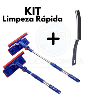KIT Rodo Limpa Vidro e Janela Extensível 2 em 1 + Escova De Limpeza Escovinha Limpa Canto Multiuso em Oferta na Shopee