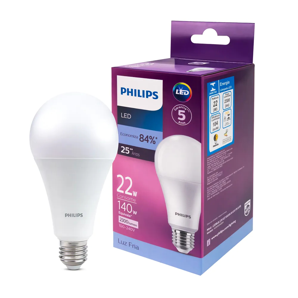 Lâmpada Led Philips alta potência 22W  BR fria 6500K BV E27