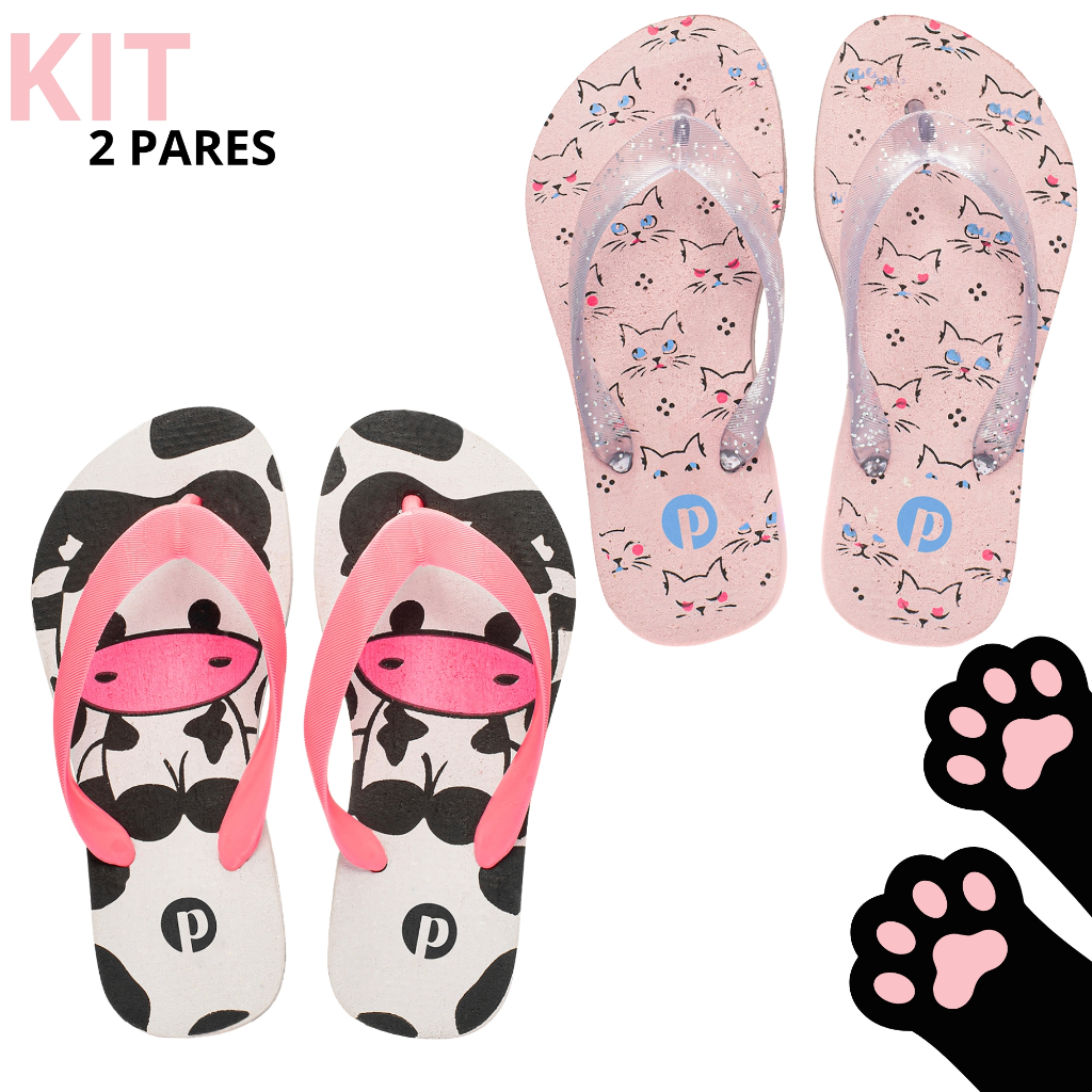 Kit Chinelo Infantil Feminino Estampado Leve em Oferta na Shopee