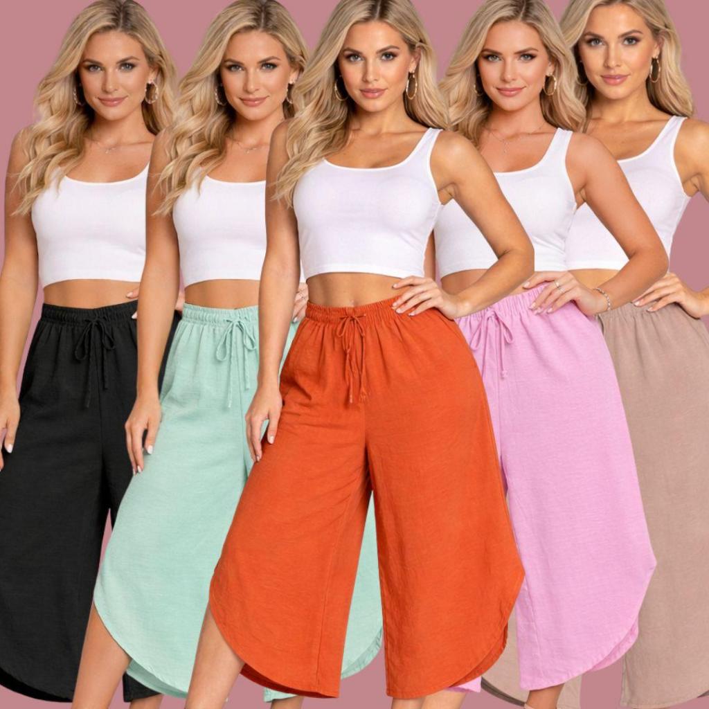 Calça Pantacourt Feminina Duna Cintura Alta Soltinha Confortável Verão |3802| Pronta Entrega em Oferta na Shopee