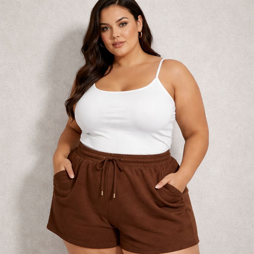 Short Moletom Plus Size Feminino com Bolso Cintura Alta Confortável |3876| Pronta Entrega em Oferta na Shopee