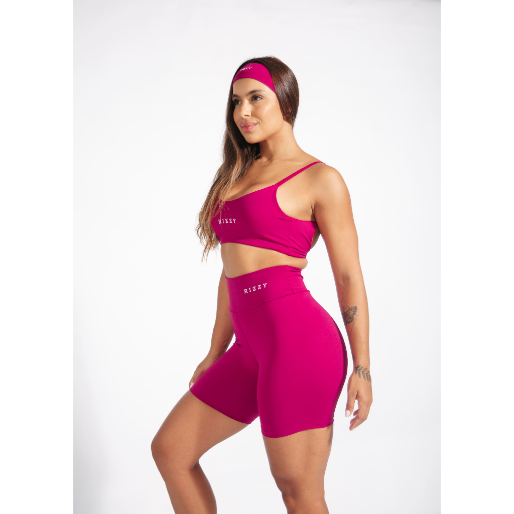 Short Fitness Feminino Cintura Alta Poliamida Zero Transparência Treino Academia Modeladora Marsala
