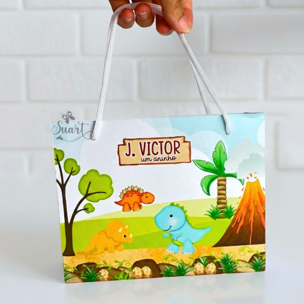 Sacola Dinossauro  / Dino Baby Personalizada  Sacolinha  Lembrancinha Mimos  Aniversário PEGUE E MONTE