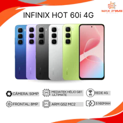 INFINIX HOT 50i - INFINIX Hot 60i 4G , 256GB e 4GB RAM, Processador MediaTek Helio G81, Bateria 5000Mah, Versão Global