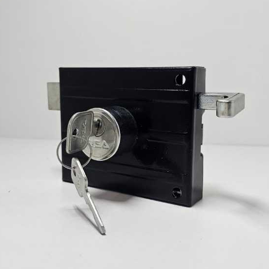 Fechadura de Sobrepor Preta - Alta Segurança, Resistente e Durável para Portas de Entrada Externa